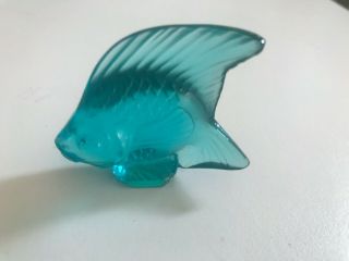 2 1/8 " Lalique France Crystal Turquoise Blue Angel Fish Figurine