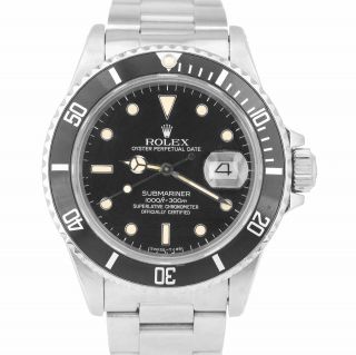 Vintage 1985 Rolex Submariner Date Black Patina Tritium Steel 40mm Watch 16800