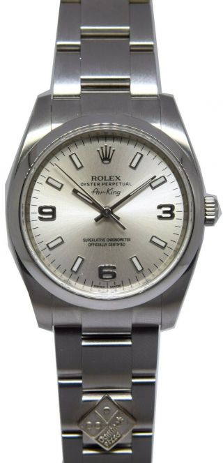 Rolex Air - King Steel Silver Dial Mens 34mm Watch Box/papers 114200 Dominos Ed.  G
