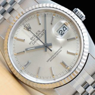 Mens Rolex Datejust 16234 18k White Gold & Stainless Steel Watch W/rolex Band