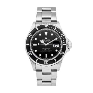 Rolex Submariner Date Auto 40mm Steel Mens Oyster Bracelet Watch 16610