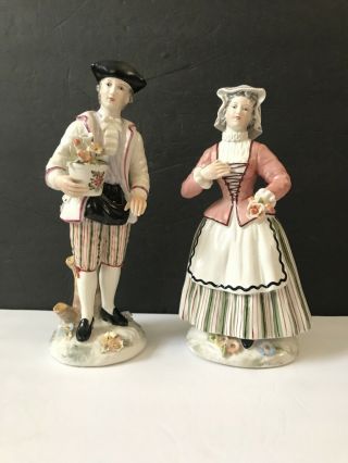 Vintage Mottahedeh Design Italy Porcelain Figurines Man Gentlemen & Woman Lady