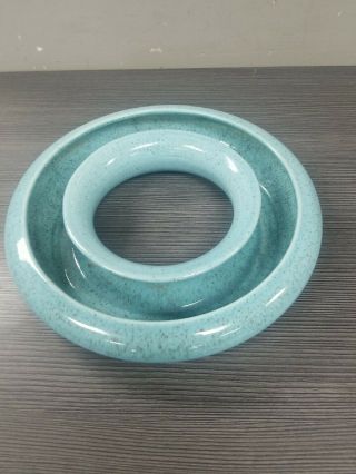Vintage Mid Century Red Wing Pottery Flower Ring Vase Planter Aqua Speckle 448