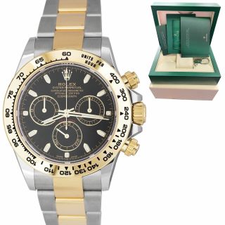 2021 Unworn Rolex Daytona Two - Tone Gold Black Chronograph 40mm Watch 116503