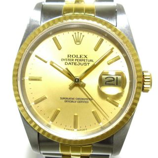 Auth Rolex Datejust 16233 Gold R679877 Mens Wrist Watch