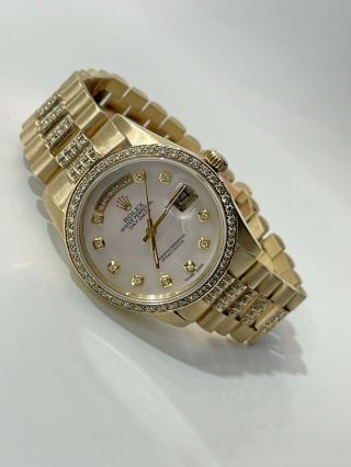 Rolex Day Date Presidential 18k Yellow Gold 36mm 18038 Single Quick Mop Dial