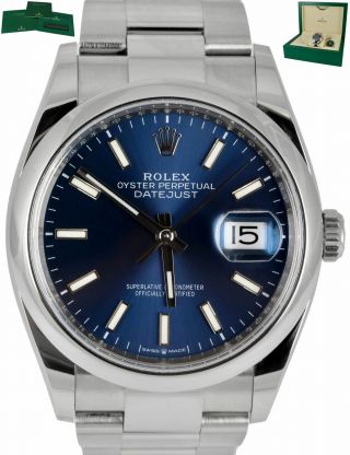 2021 Rolex Datejust 36 Blue 126200 Stainless Steel 36mm B,  P Watch