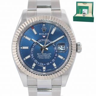 2018 Papers Rolex Sky - Dweller Stainless White Gold Blue Dial 42mm 326934 Watch