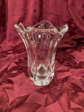 Daum Crystal 8 1/2 " Vase Made In France Hand Blown Art Glass Hand Signed