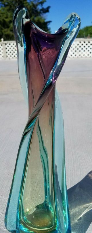 1950s Mid - Century Fratelli Toso Murano Blown Glass Vase Amethyst - Blue