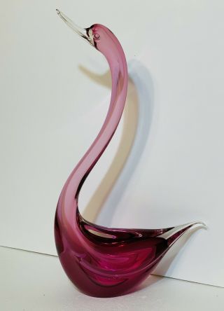 Murano Glass Swan 18.  5 " Vivid Purple Made In Italy Art Glasss Figurine 7.  5lbs