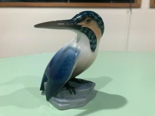 Vintage Bing & Grondahl B&g Danish Stoneware Figurine - Kingfisher Bird 1619