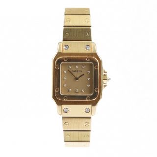 Cartier Santos Galbee 18k Gold Diamond Watch