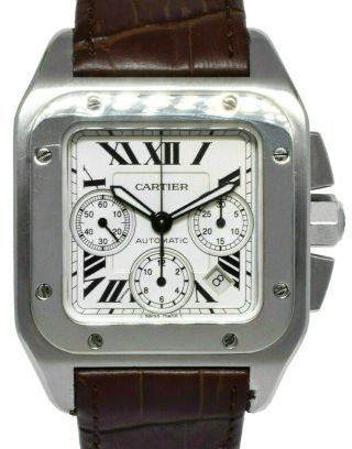Cartier Santos 100 Xl Chronograph Steel Mens 41mm Automatic Watch 2740