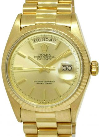 Rolex Day - Date President 18k Yellow Gold Champane Dial Mens 36mm Watch 1803