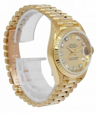 Rolex Datejust President 18k Yellow Gold Champagne Diamond Lady 26mm Watch 69178 6