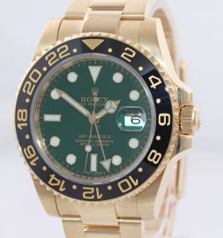Rolex GMT - Master 2 Ceramic Green Dial 116718 Yellow Gold Chromalight Watch 5