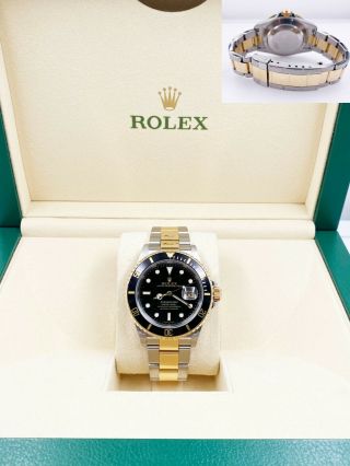 Rolex Submariner 16613 Black Dial 18k Yellow Gold Stainless Steel Gold Through