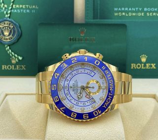 2021 Rolex Yacht - Master Ii 18k Yellow Gold Watch Blue Ceramic 116688 Mercedes 2