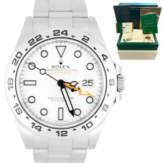 Rolex Explorer Ii White Orange Stainless Steel 42mm Gmt Date Watch 216570 B,  P