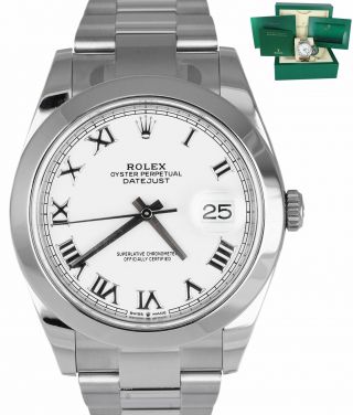 Rolex Datejust 41 White Roman 126300 41mm Smooth Stainless Oyster Watch