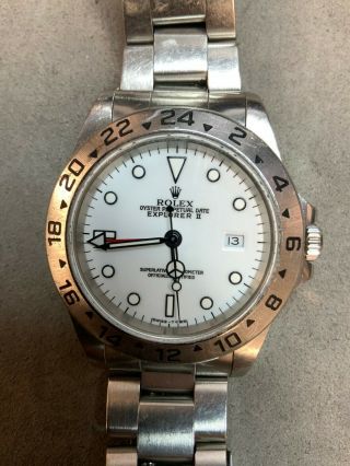 Rolex Explorer Ii 40mm Steel White Dial Bracelet Watch 16570 As - Is