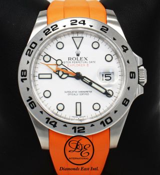Rolex Explorer Ii 42mm 216570 Steel Oyster Orange Rubber B White Dial