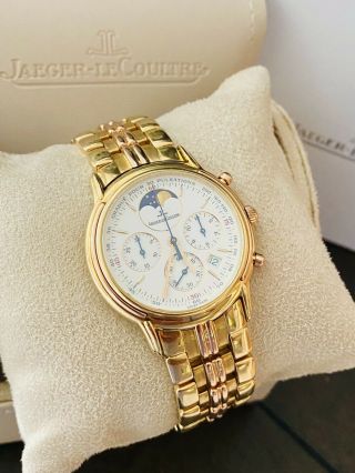 Men’s All 18k Gold Jaeger Lecoultre Odysseus Moonphase Chronograph Watch