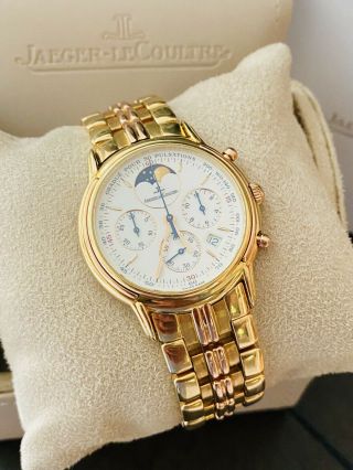 Men’s All 18k Gold Jaeger LeCoultre Odysseus Moonphase Chronograph Watch 2