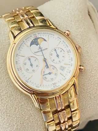 Men’s All 18k Gold Jaeger LeCoultre Odysseus Moonphase Chronograph Watch 3
