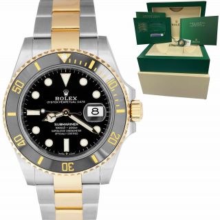 June 2021 Rolex Submariner Date 41mm Ceramic Two - Tone Gold Black Watch 126613 Ln