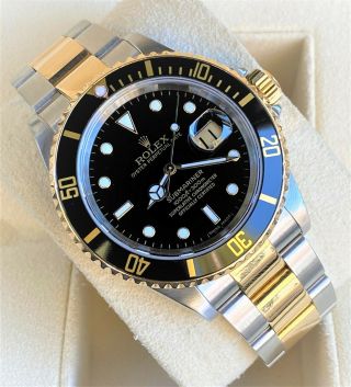 Rolex Submariner 16613 Black 18k Yellow Gold/stainless Steel Boxes/papers
