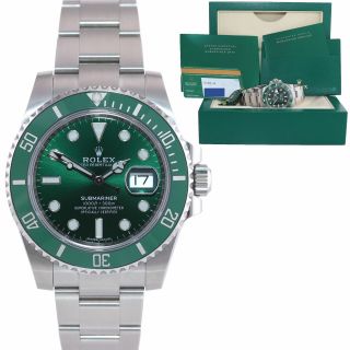 2020 Papers Rolex Submariner Hulk 116610lv Green Ceramic Watch Box