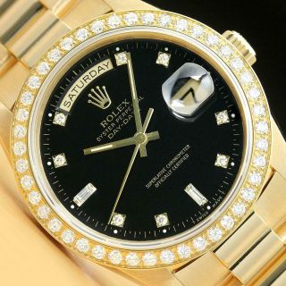 Rolex Mens Day - Date President 18238 Factory Diamond Dial 18k Yellow Gold Watch
