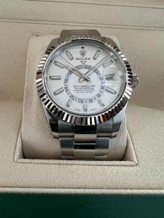 Rolex Sky - Dweller Oyster Perpetual Stainless 326934 White Dial Box 2018 Papers