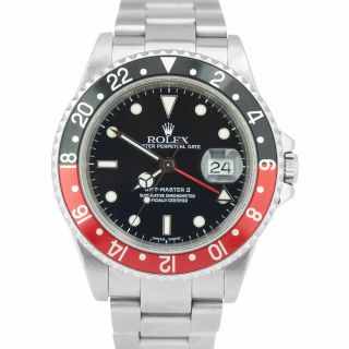 Rolex Gmt - Master Ii 40mm Coke Black Red Stainless Steel Sel Oyster Watch 16710