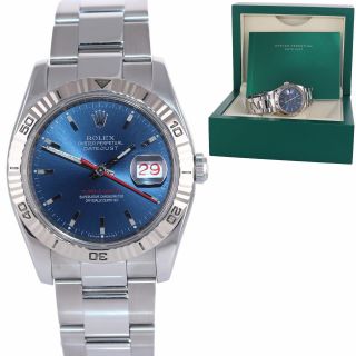 Rolex Datejust 116264 Turn - O - Graph Thunderbird Blue White Gold 36mm Watch