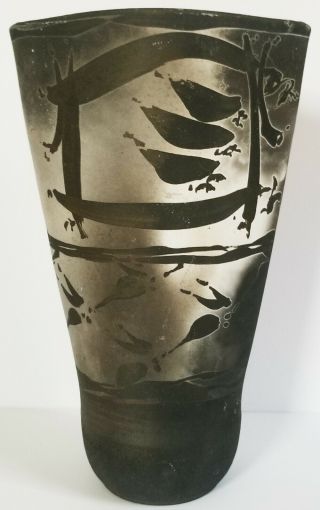 Scott Lindberg 10.  5 " Tall Ceramic Raku Studio Pottery Vase