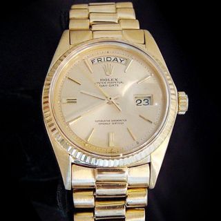Mens Rolex Day - Date President 18k Yellow Gold Watch Champagne Dial Vintage 1803