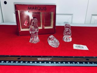 Marquis By Waterford Crystal Glass Nativity Holy Family Set Box Of 3 Figurines