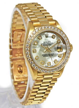 Rolex Datejust President 18k Yellow Gold MOP Diamond D/B Ladies 26mm Watch 69178 3