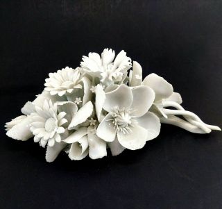Vintage Tiffany & Co White Porcelain Floral Sculpture Daisies Bouquet Italy Made