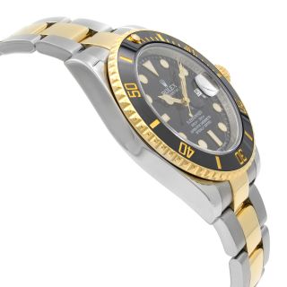 Rolex Submariner 18k Yellow Gold Steel Black Dial Automatic Men Watch 116613BKDO 4