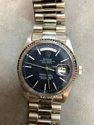 Rolex Day - Date 36 White Gold Black Index Dial Bracelet Watch 1803 As - Is