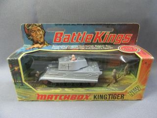 Matchbox Battlekings K - 104 King Tiger Tank - Silver - Mint/boxed