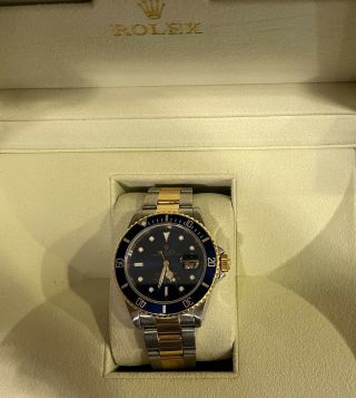 Rolex Submariner 16613 Blue Dial And Bezel Two Tone 18k Gold & Stainless Steel