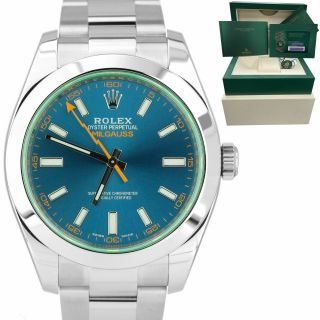 2021 Rolex Milgauss Z - Blue Green Anniversary 40mm 116400 Gv Stainless Watch