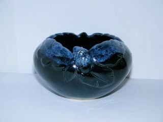 Van Briggle Pottery Navy Blue Drip Glaze Oak Leaves Acorns Planter Vase Bowl