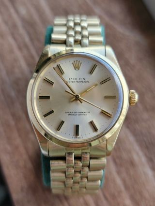 Rolex Oyster Perpetual 1002 Vintage Solid 14k Gold Jubilee 1570 Automatic Swiss