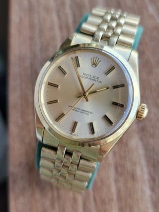 Rolex Oyster Perpetual 1002 Vintage Solid 14k Gold Jubilee 1570 Automatic Swiss 2